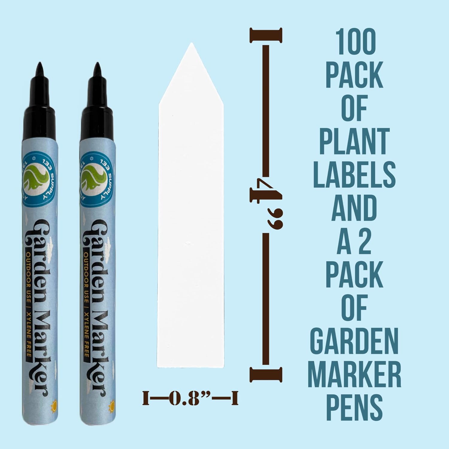 -100 Pack 4" Plastic Plant Labels for Seedlings with 2 Pack of Garden Marker Pens (Garden Markers Fade Resistant Plant Markers Outdoor Waterproof Pen Black Permanent Markers Plant Tags)-VerdiqueGarden