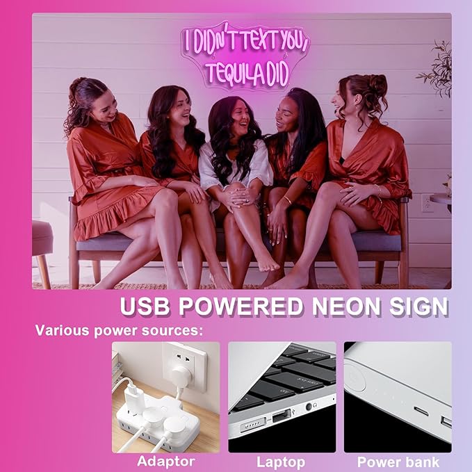 I Didn't Text You, Tequila Did Neon Sign for Wall Decor,Neon Light for Bedroom Bar Man Cave Business Bar Decoration-VerdiqueGarden