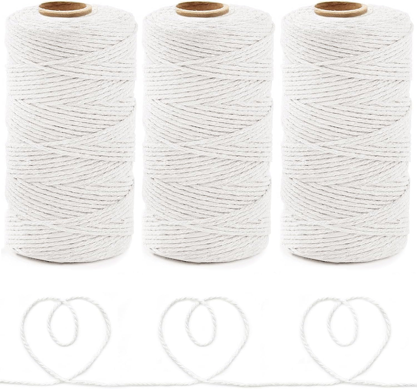 Anvin 984 Feet Cotton Twine Natural Jute Packing String - White for Bakers, Wrapping, Butchers, Baking, Arts and Crafts, Gardening (Pack of 3, 10 Ply 2mm Thick)-VerdiqueGarden