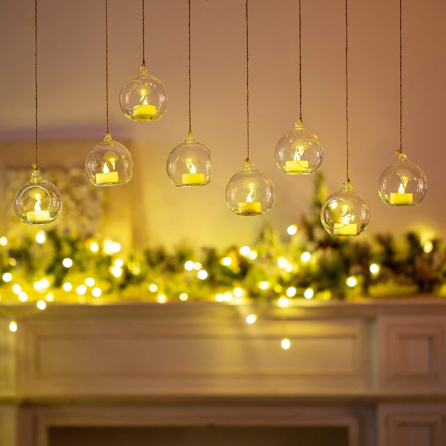 Sziqiqi 3.15" Glass Globes Glass Bulbs Hanging Tea Light Holder Terrarium Container Wedding Centerpiece Backyard Decoration Christmas Ornaments 20pcs+4 Extra-VerdiqueGarden