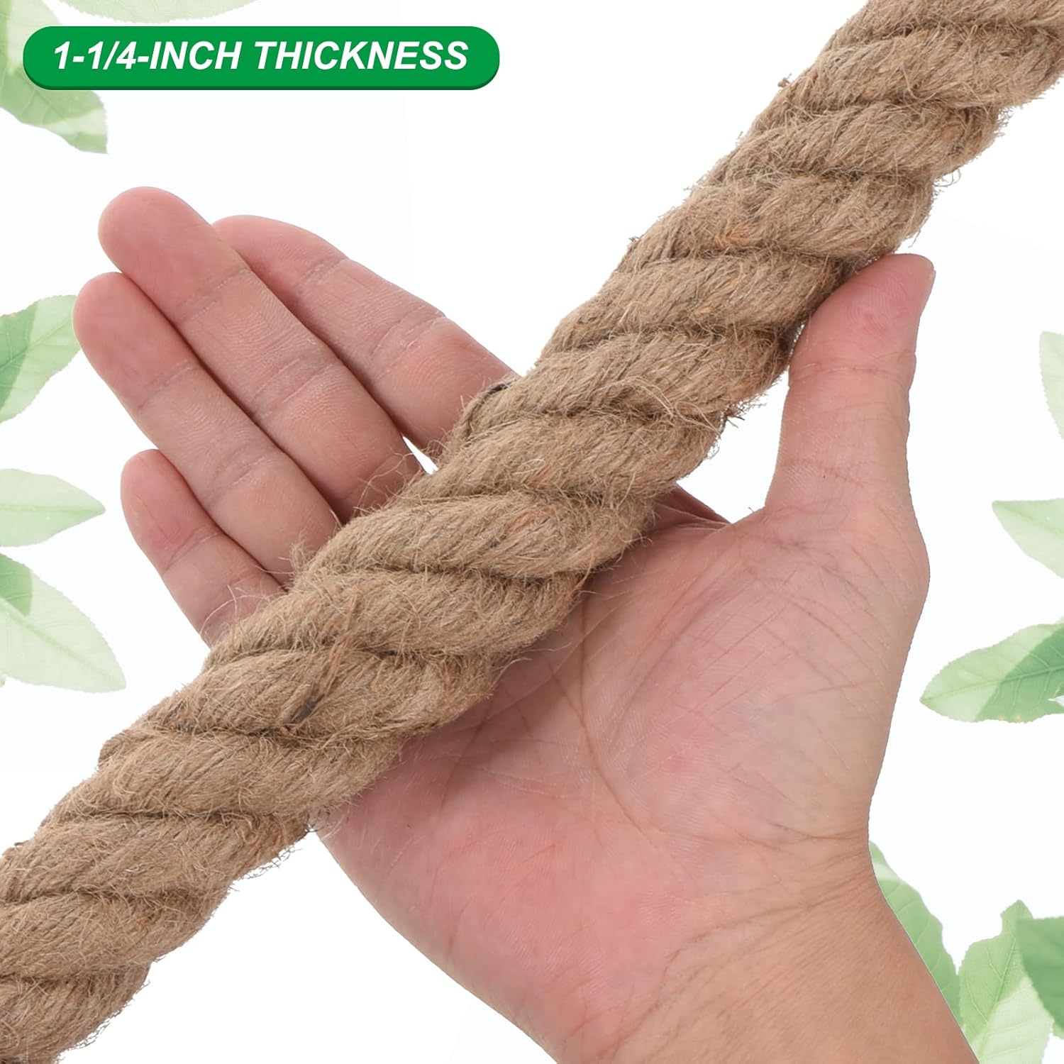 PATIKIL Twisted Manila Rope 1-1/4 Inch x 100 Feet Jute Rope Natural Thick Jute Rope Twine Burlap Rope for Docks Railings Bundling Craft Tug of War Decorating-VerdiqueGarden