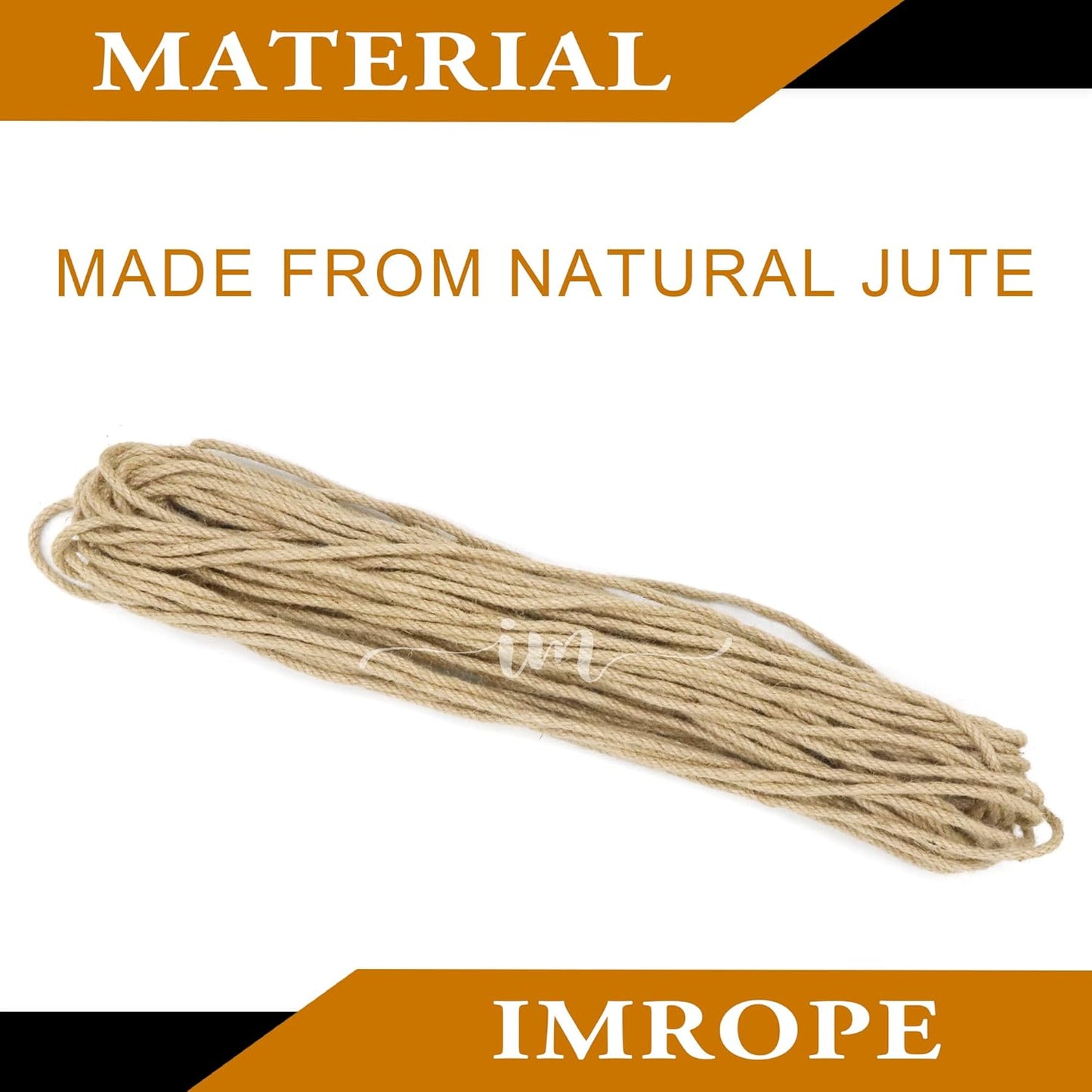 Jute Rope 1/4 Inch 100 ft 6mm Thick Natural Clothesline Garden Twine Rope, 4 Strands Heavy Duty & Strong Decorative String for Crafts, Hanging Plants, Packing & Bundling by IMROPE-VerdiqueGarden
