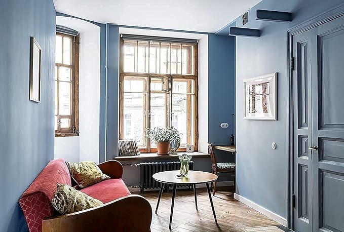 Dimoon 236''x17.7'' Blue Peel and Stick Wallpaper Contact Paper Modern Self Adhesive Wall Paper Removable Renter Friendly Textured Solid Color Shelf Cabinet Vinyl Roll (236''x17.7'',Blue Grey)-VerdiqueGarden