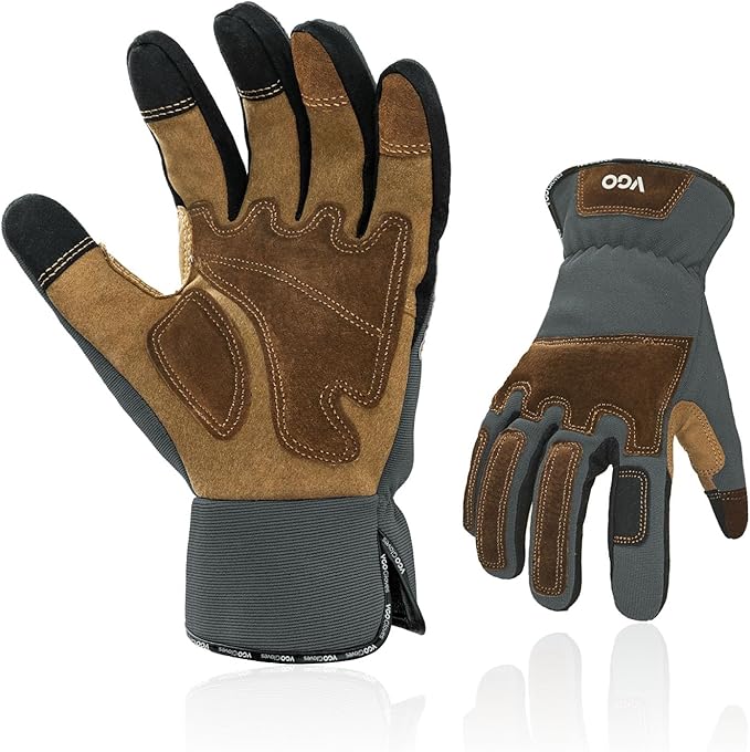Vgo... 1-Pair Gardening Gloves Men, Safety Work Gloves, Puncture-proof, Thornproof, Touchscreen (SL7475)-VerdiqueGarden