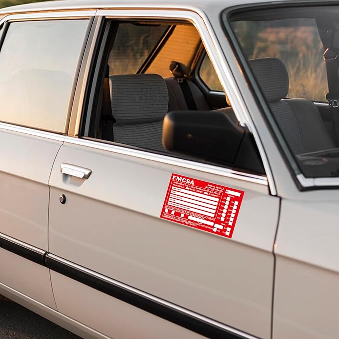 50-Pack Annual Vehicle Inspection Label 1.6 mil Aluminum Red FMCSA Label with Permanent Self Adhesive 6" x 3.5" DOT Compliant-VerdiqueGarden