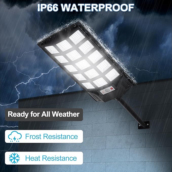 Solar Lights Outdoor,IP66 Waterproof Solar Street Lights with Motion Sensor & Remote,6500K Dusk to Dawn Street Lamps for Parking Lot/Yard/Garden-VerdiqueGarden