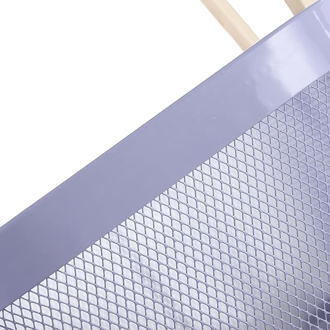 Metal Mesh Steel Basket, Storage Organizer Basket Multi-functional Hanging Kitchen Baskets Fruit Basket Bin with Bamboo Handle for Kitchen Bathroom Picnic Shopping Decor Cabinet Home, Purple-VerdiqueGarden