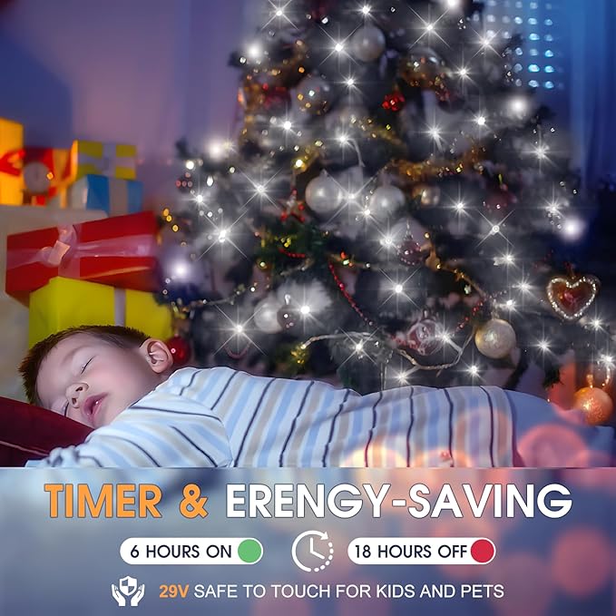 KNONEW 600ft 1500 LED Christmas String Lights Outdoor Green Wire 8 Modes & Timer Fairy Light Plug in Waterproof Patio Lights for Xmas Yard Tree Wedding Party Holiday Decorations (Cool White)-VerdiqueGarden