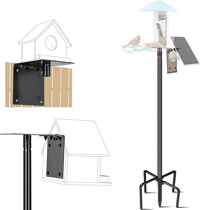 Ottsuls Bird Feeder Pole, 109 Inch Heavy Duty Bird House Pole Kit for Outdoors, with 5-Prong Base Feeding Station for Wild Birds Watching, Adjustable Feeder Stand (House Not Included)-VerdiqueGarden