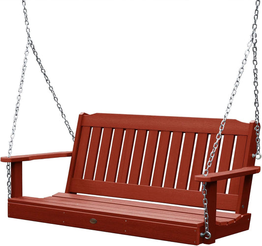 highwood Lehigh Porch Swing, 5 Feet, Rustic Red-VerdiqueGarden