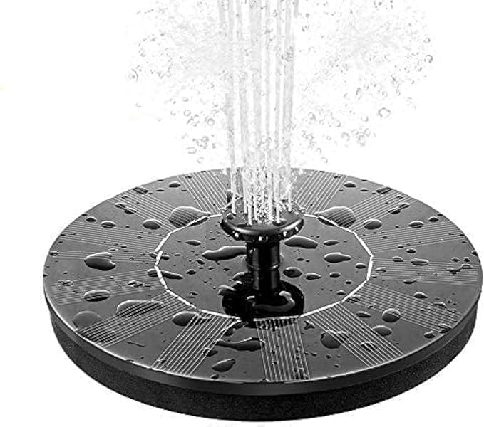 Solar Fountains,Solar Water Fountain,Solar Powered Bird Bath Fountain with 6 Nozzles - Free Standing Floating Solar Water Fountain for Bird Bath, Garden, Pond, Pool (Black-1W)-VerdiqueGarden
