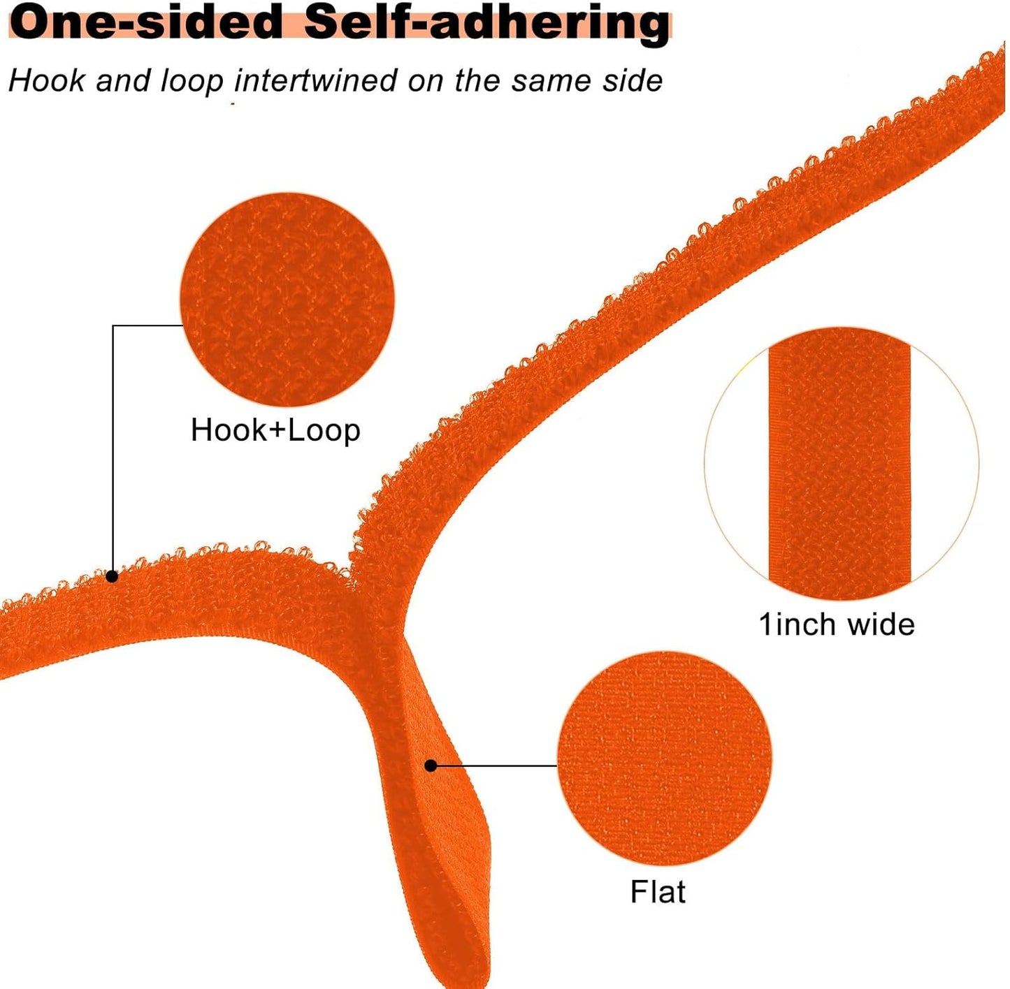 1"x16ft Hook and Loop Straps with 25 Metal Buckles, Adjustable Fastening Cable Straps, Cut-to-Length Cinch Strap, Reusable Nylon Securing Cord Ties for Organizer or Storage, 1 inch Wide,Orange-VerdiqueGarden