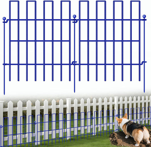 Animal Barrier Fence, 25 Panels Garden Fence Animal Barrier, 27 ft(L)×17 in(H), No Dig Fences for Dogs and Rabbits, Rustproof Metal Garden Fencing, Under Fences Border Barrier for Outdoor, Yard, Patio-VerdiqueGarden