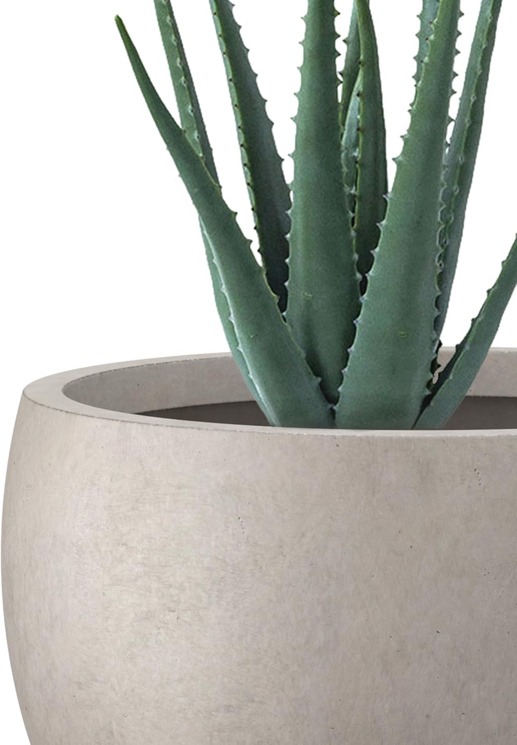 Kante 19.9",15.7",11.8" Dia Round Concrete Planter Set of 3, Outdoor/Indoor Large Bowl Plant Pots with Drainage Hole and Rubber Plug for Garden Patio Balcony Home, Weathered Concrete-VerdiqueGarden