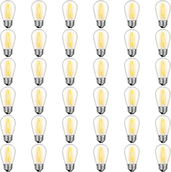 36 Pack S14 LED Bulbs for Outdoor String Lights, Shatterproof Replacement Edison Bulbs for Patio String Lights Outdoor Waterproof, Warm White 2200K, Dimmable, E26 Standard Base-VerdiqueGarden