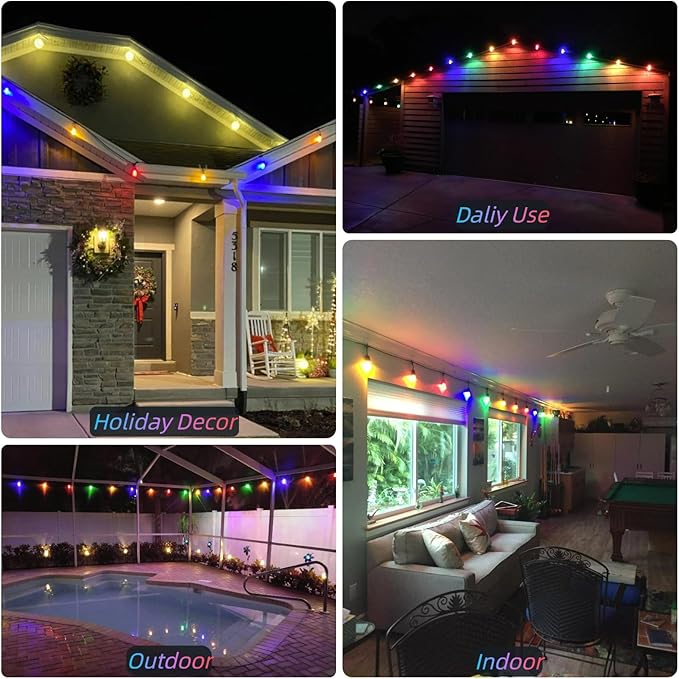 BRIMAX S14 LED Colored Light Bulbs with Faceted Surface,Outdoor Indoor String Light Replacement Bulbs,Plastic,Shatterproof, E26 Base, for Christmas Halloween Party and Holiday Decor,15 Pack-VerdiqueGarden