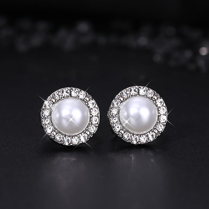 Thunaraz Elegant Clip on Earrings for Women Crystal Wedding Earrings Clip on Rhinestone Dance Competition Stage Opera Performance Earrings Formal Earrings for Brides Bridesmaids Non Pierced Jewelry