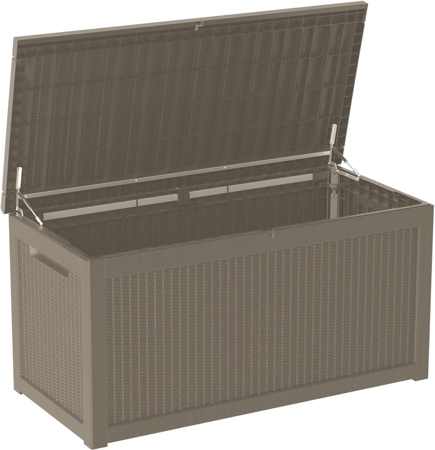 260 Gallon Double-Wall Resin Deck Box - Lockable Waterproof Outdoor Storage Box, 1000lbs Capacity & Doubles as Seating for Patio Furniture - Garden Tools, Pool Accessories (Brown)-VerdiqueGarden