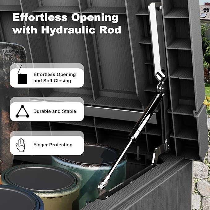 230 Gallon Outdoor Deck Box,Storage Lockable Waterproof Patio Furniture,Garden Tools,Cushions,Pool Accessories Outside Storage Resin Box(Black)-VerdiqueGarden