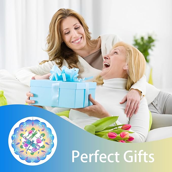 Dragonfly Wind Spinners Metal Dragonfly Gifts for Women Mom Grandma,12inch Hanging Wind Spinner for Outdoor&Indoor Decor Wind Kinetic Ornament for Yard Garden Decoration-VerdiqueGarden