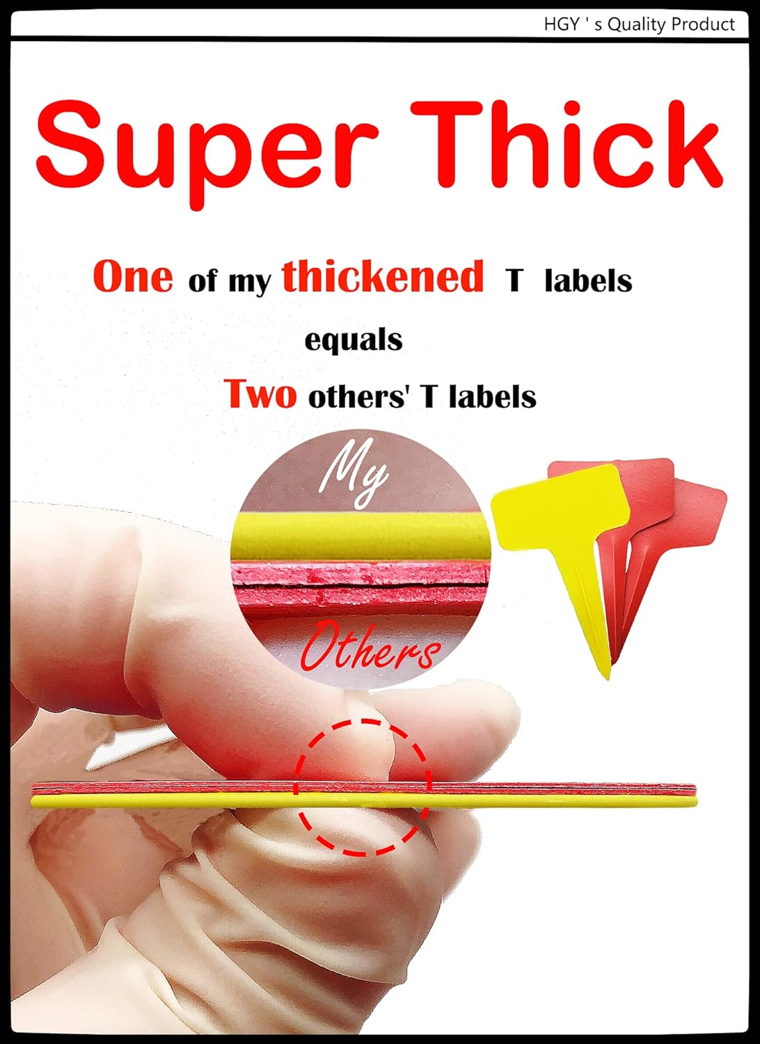 100 Pcs Yellow Thick Plastic Plant Labels Markers Tags Garden Re-Usable T-Type Sign with Marking Pen-VerdiqueGarden