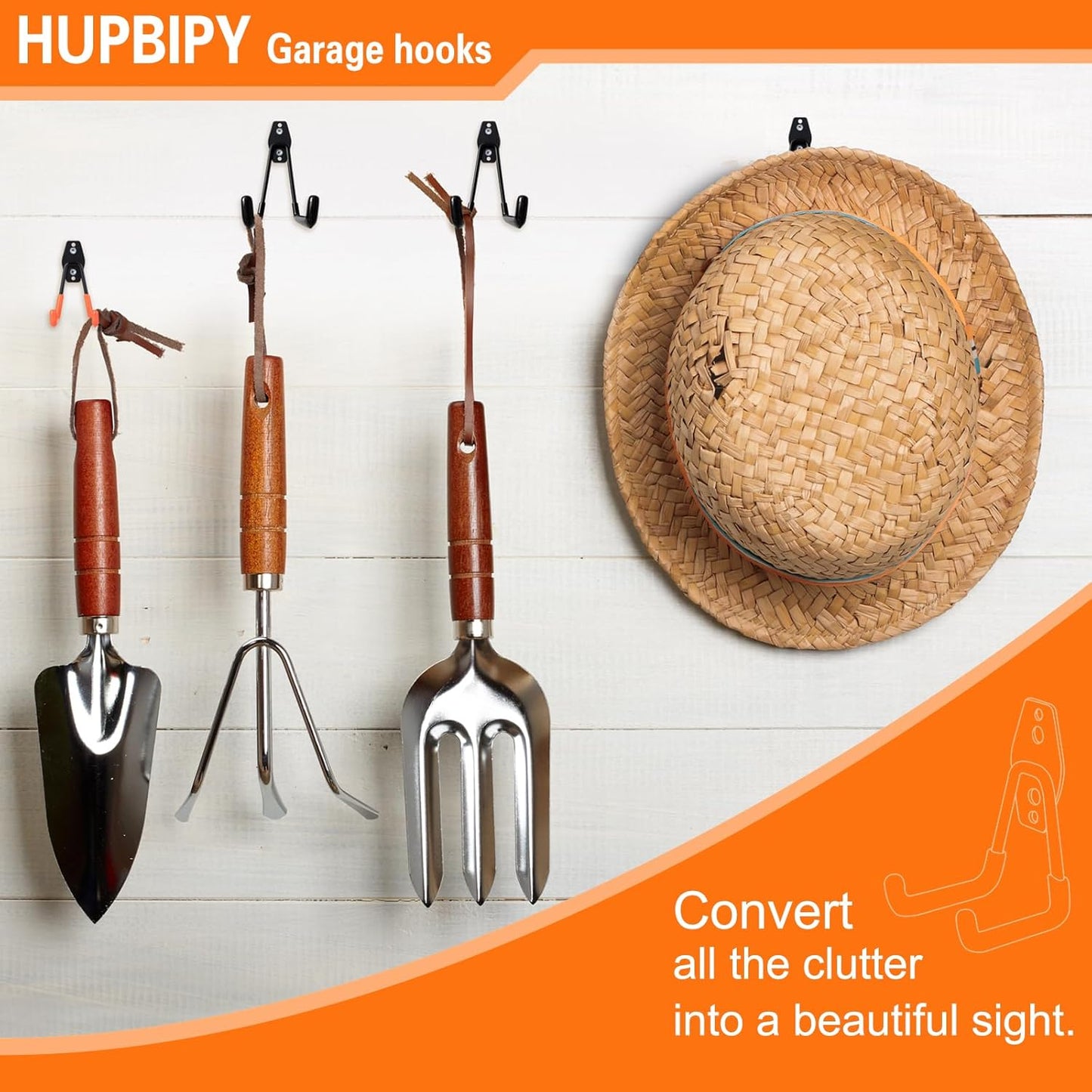 26 Pack Garage Hooks Heavy Duty Utility Steel with Anti-Slip Coating Wall Mount Storage Organizer for Hanging Power and Garden Tools, Ladders, Hose, Bikes, Ropes, Bulk Items, and More-VerdiqueGarden