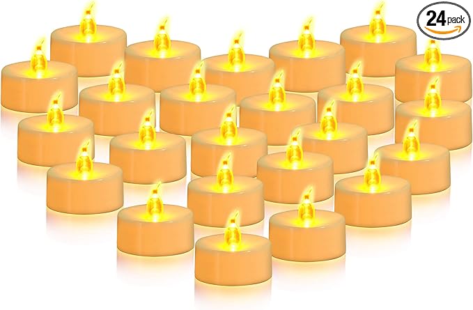 JOSU LED Tea Lights Candles [24 Pack] Flameless Candles, Realistic Battery Operated Candle, Flickering Bright Tealights with Warm Yellow Light for Party, Wedding, Valentine's Day-VerdiqueGarden