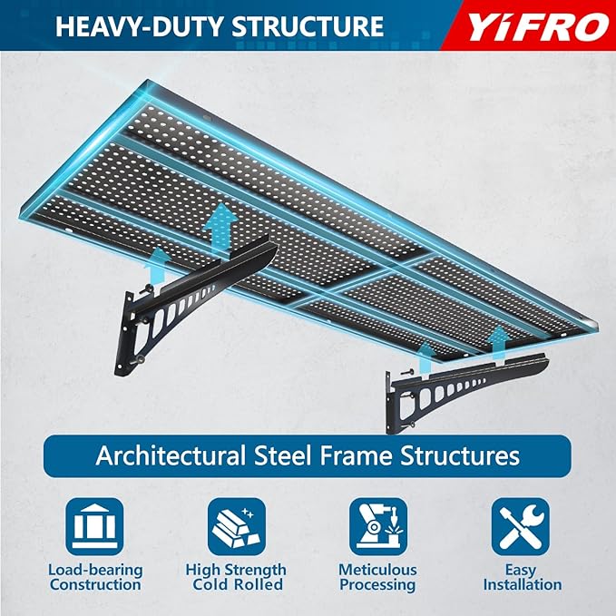 4-Pack 1.5x4ft Heavy Duty Garage Wall Shelving, 1000 lbs Load Capacity, Garage Shelving Wall Mounted, Garage Storage Rack with Hooks, Black-VerdiqueGarden