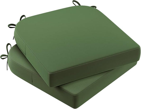 AAAAAcessories Outdoor Seat Cushions for Chairs, Waterproof, Fade-Resistant Patio Furniture Replacement Cushions, 17" x 16" x 2", Set of 2, Dark Moss-VerdiqueGarden