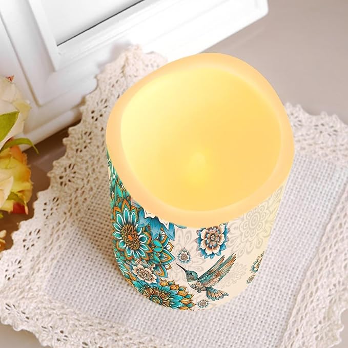 Ystardream Western Hummingbird Flameless Candles with Timer Led Candles Flickering 4 Candle Sets for Home Decor,18 Key Remote Control，Dancing Flames, True Wax, Battery Powered.-VerdiqueGarden
