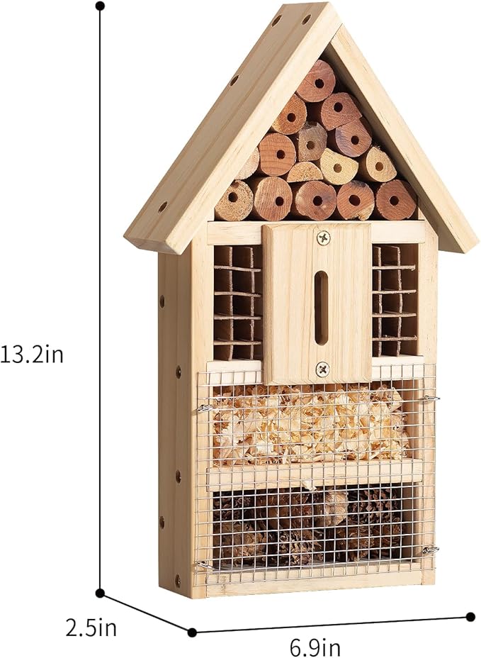 2 PK Large Cedar Wood Insect House Kit for DIY Project Backyard Insect House, Bee House, Nesting Habitat Shelters, Garden Shelter for Bees, Butterflies, Bugs-VerdiqueGarden