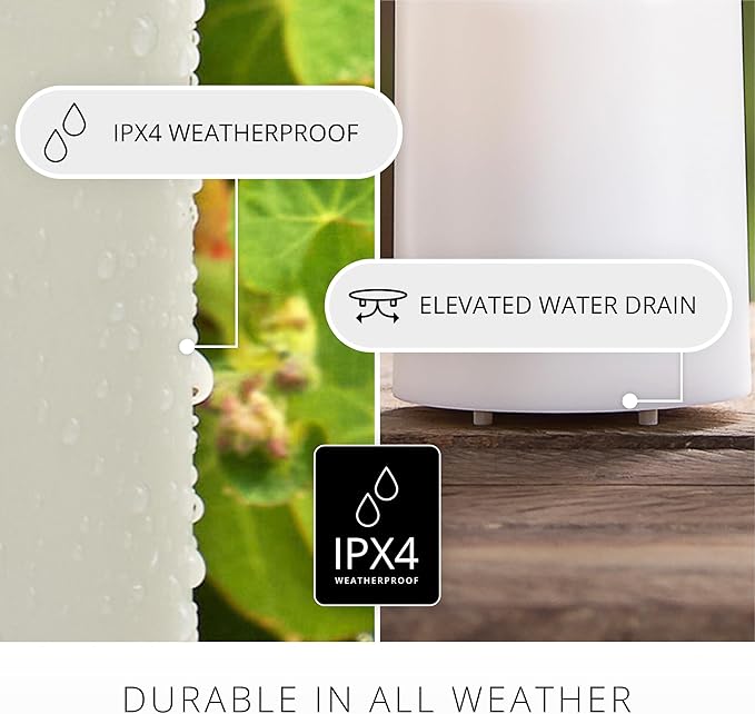 Luminara Outdoor Votive Flameless LED Candle, Timeless Taupe 2" x 3.2", Moving Flame Battery Operated Timer Remote Ready IPX4 Matte Plastic Finish-VerdiqueGarden