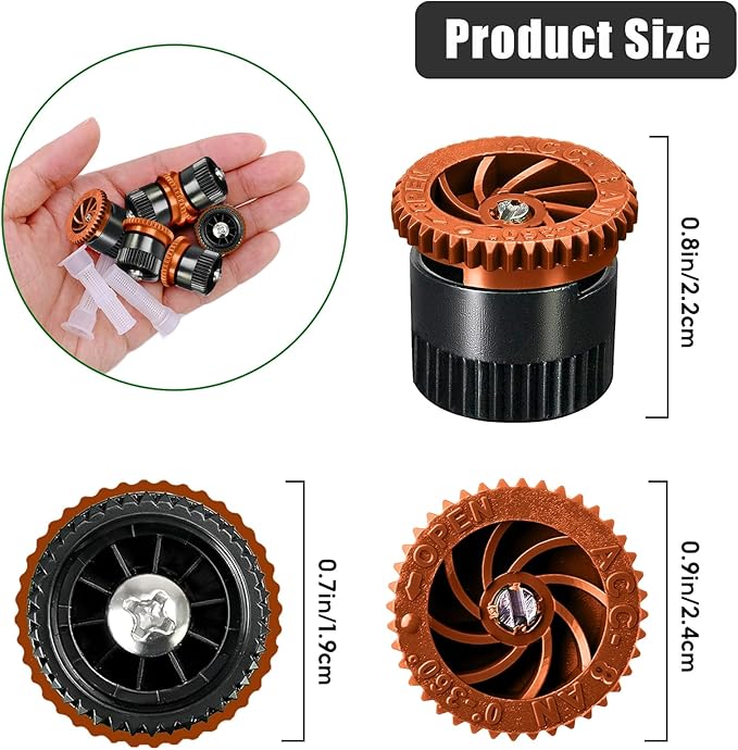 10 Pieces Variable Arc Nozzle, Replacement Pop-up Sprinkler Heads Compatible with Most of Adjustable Pop Up Sprinkler Spray Head for Garden Lawn Irrigation (8AN)-VerdiqueGarden