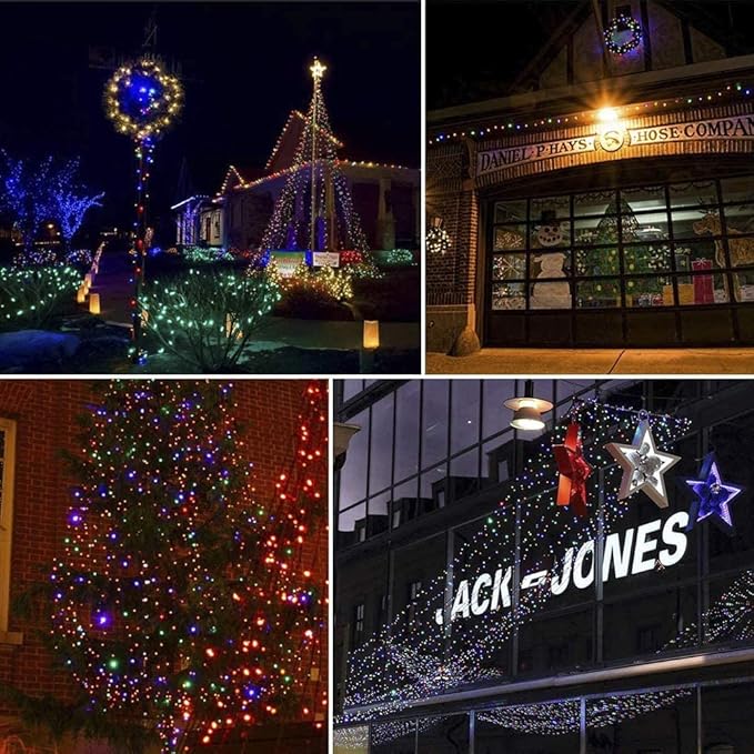 weillsnow 66 FT 200 LED Christmas Lights, Plug in Connectable Green Wire Fairy Lights with 8 Twinkle Modes, Outdoor Waterproof Christmas Lights for Garden Patio Wedding Decorations (Multicolored)-VerdiqueGarden