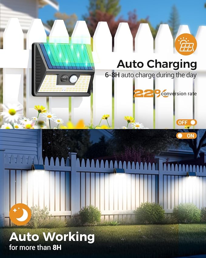 12 Pack Solar Fence Lights Waterproof, Motion Sensor Deck Lights Outdoor, Cold White LED Outside Lights Wireless for Wall Yard Steps Stairs Garden - Black-VerdiqueGarden