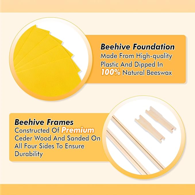 POLLIBEE 10 Frame Langstroth Beehive, Beeswax Coated Bee Hives for Bee Keeper,Beehive Include 2 Deep Bee Boxes and 1 Medium Bee Hive Box with Frame and Foundation(Unassembled)-VerdiqueGarden