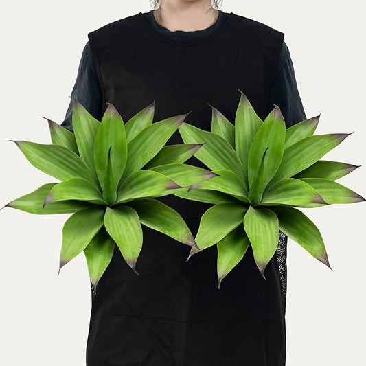 Fake Plants Artificial Agave Plants,Large UV Resistant Fake Agave Planters for Indoor and Outdoor Decorating Tropical Plant Succulents Greenery Indoor Decor13.8 (2Pack, Dark Green)-VerdiqueGarden