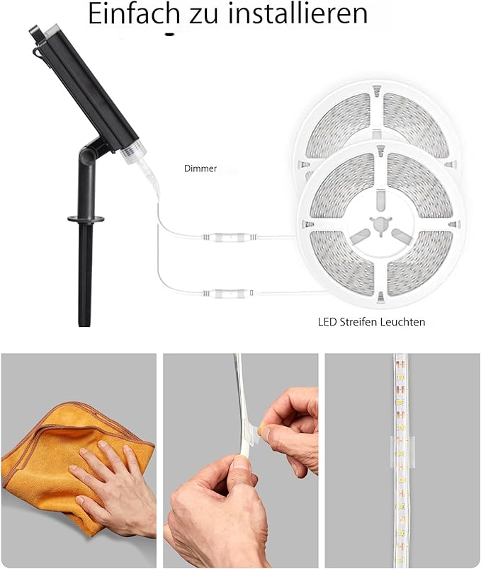 32.8FT 600LED Solar LED Strip Lights Outdoor, Outdoor String Lights Waterproof, 8 Modes Solar Rope Lights with Remote for Step, Stair, Deck, Fence, Patio,Yard Decor (Cool White, 32.8 FT)-VerdiqueGarden