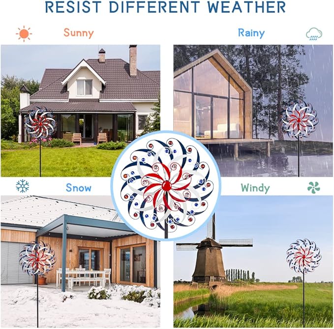 DREAMYSOUL Large Wind Spinners 20" Dia, Metal Patriotic Wind Sculpture Spinner Yard Art for Outdoor Garden Patio Decor-VerdiqueGarden