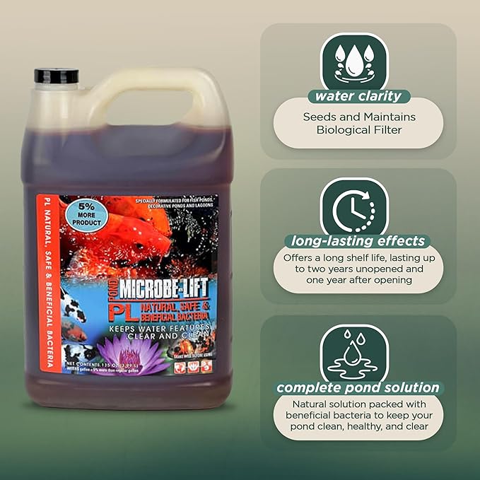 Webb's Water Gardens Microbe-Lift PL Beneficial Bacteria for Ponds and Water Features - Ideal for Wildlife and Aquatic Pets, 1.05 gallons-VerdiqueGarden