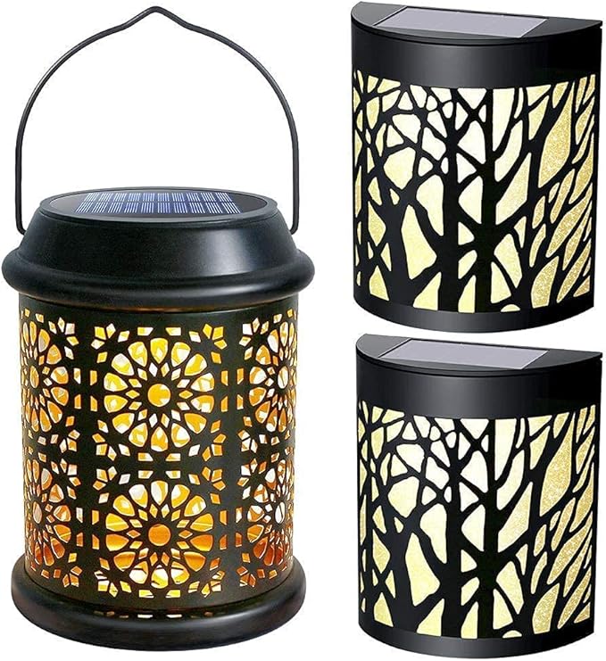 DenicMic Solar Lantern 1 Pack + Wall Lights 2 Pack-VerdiqueGarden