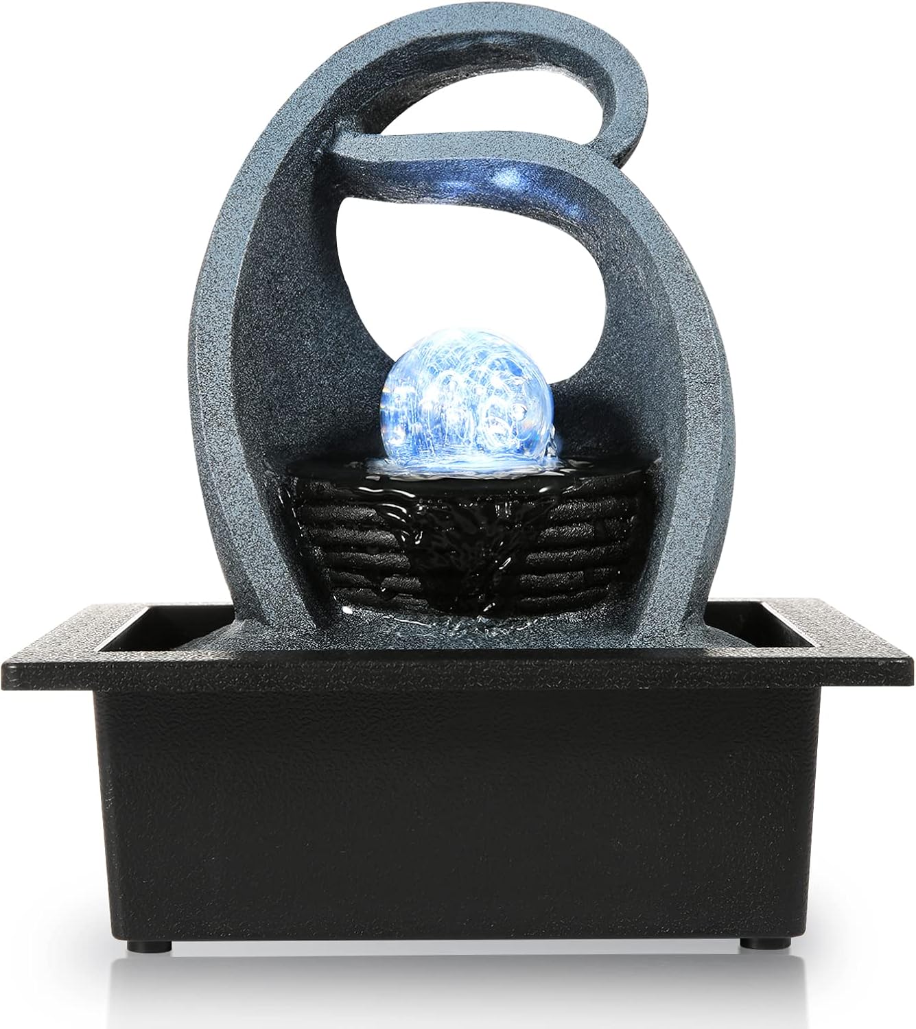 WICHEMI Water Fountains Indoor Waterfall Fountain Tabletop Fountain with LED Rolling Ball Water Feature Indoor Zen Meditation for Home and Office Indoor Spaces Decor (Style 18)-VerdiqueGarden