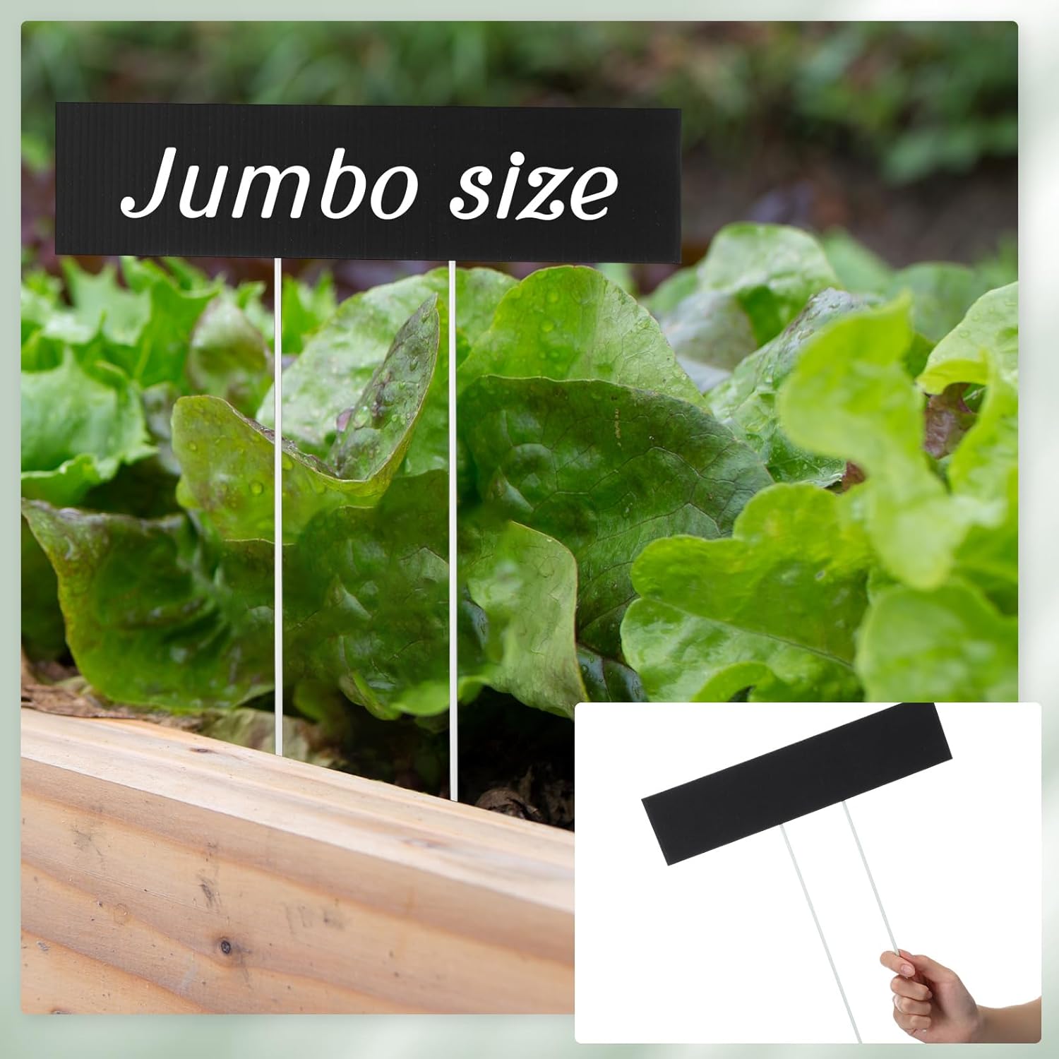 10 Set Jumbo Outdoor Plant Label Stakes Waterproof Nursery Garden Markers Plastic T Type Plant Tag Identification Stake with Marker Pen for Herb Vegetable Flowers, 12" High (Black)-VerdiqueGarden