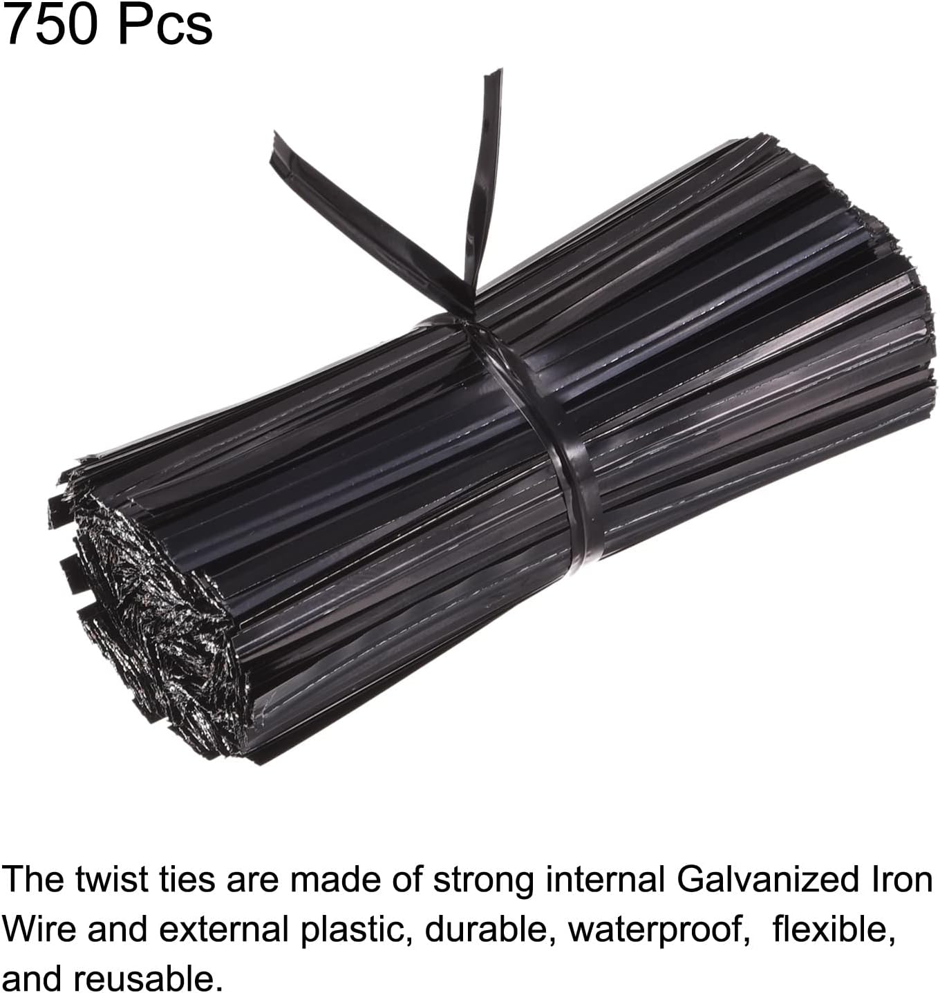 MECCANIXITY Foil Twist Ties 3" 8cm Metallic Plastic Closure Tie for Tying Bread, Candy, Cookies, Gift Bags Arts Crafts Ties Black Pack of 750-VerdiqueGarden
