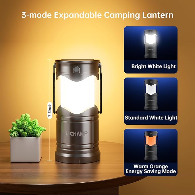 Lichamp 4-Pack Solar Camping Lantern, USB Rechargeable LED Lanterns Battery Powered Pop Up Flashlight Lamps with Three Modes Power for Power Outages Hurricane Supplies Emergency Indoor & Outdoor-VerdiqueGarden