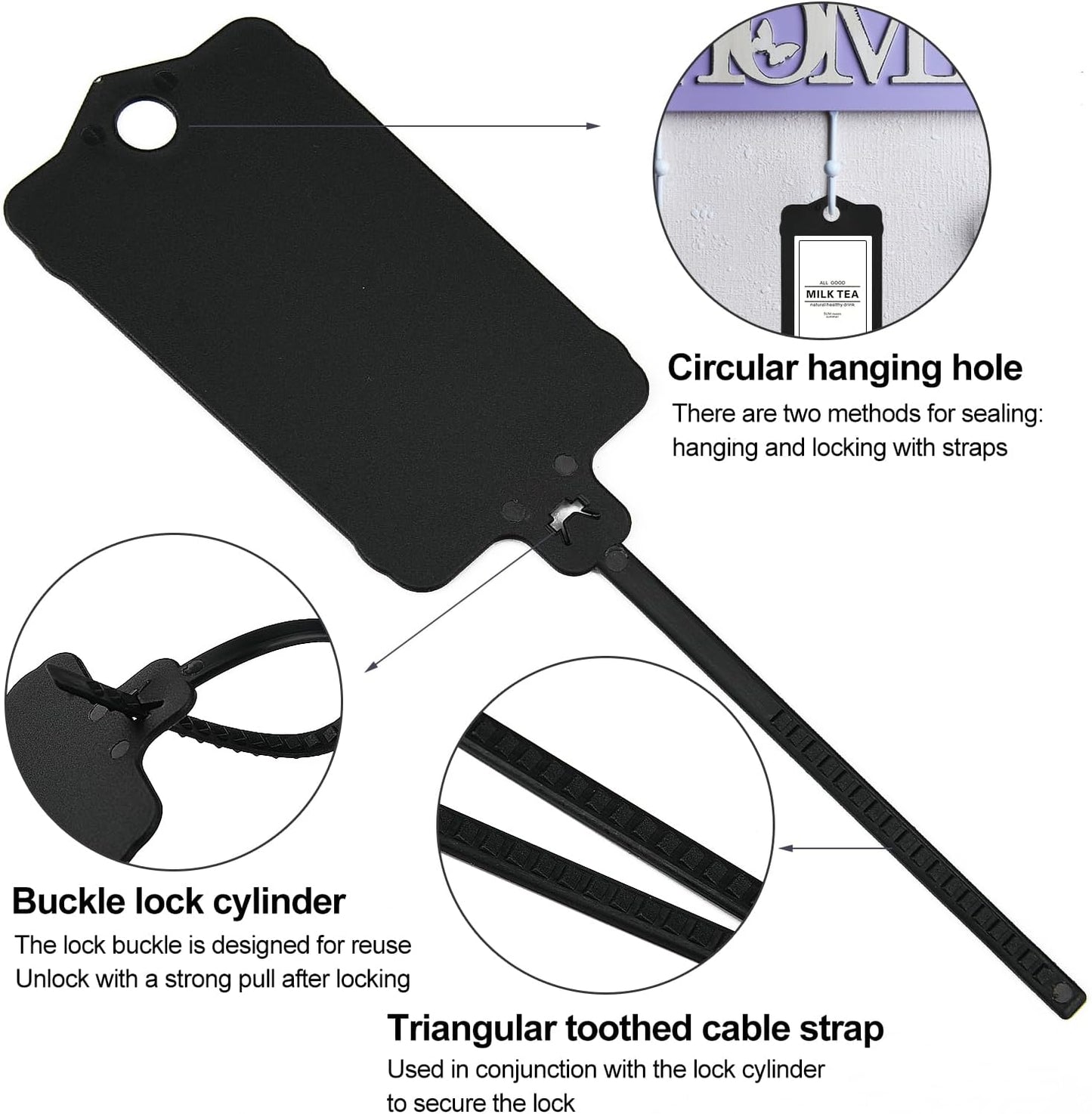 100pcs Blank Plastic Tags for Labeling Reusable Hanging Tags Ties Key Tag Storage Tag Waterproof Plastic Mark Label Writable Hang Sign with One Marker Pen (Black)-VerdiqueGarden