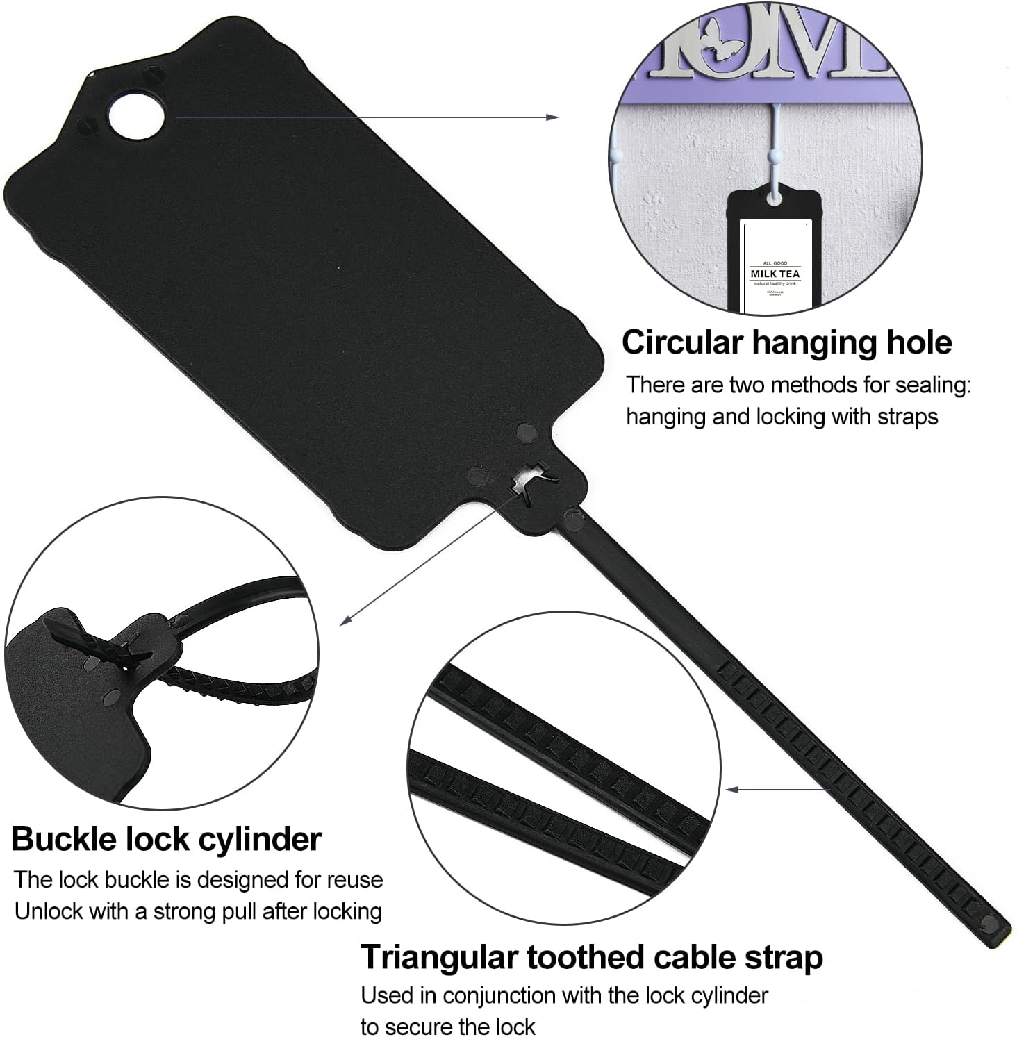 100pcs Blank Plastic Tags for Labeling Reusable Hanging Tags Ties Key Tag Storage Tag Waterproof Plastic Mark Label Writable Hang Sign with One Marker Pen (Black)-VerdiqueGarden