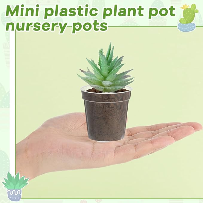 Yaomiao 200 Pcs 2 Inch Clear Mini Plastic Plant Pot Nursery Seedling Pots Seed Starter with Drainage Holes for Indoor Outdoor Garden Succulent Plants Cuttings Transplanting-VerdiqueGarden