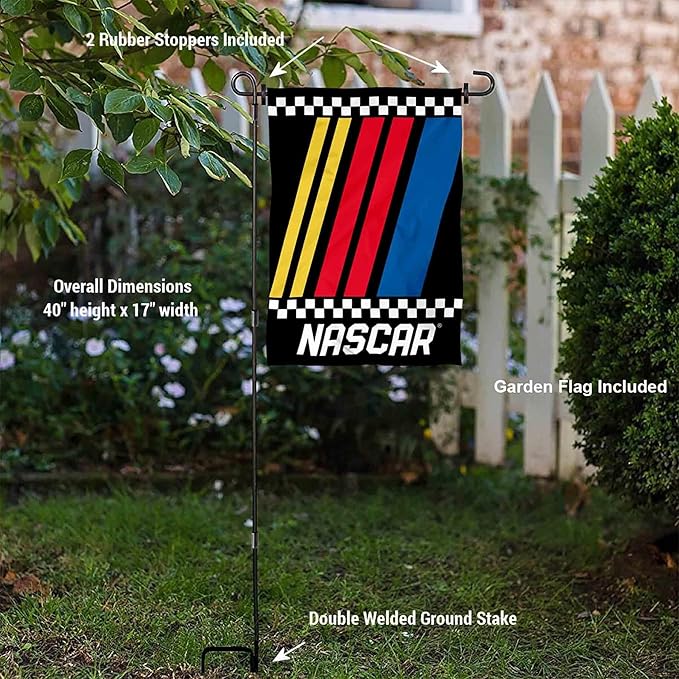 WinCraft NASCAR Garden Flag and Flagpole Mount-VerdiqueGarden