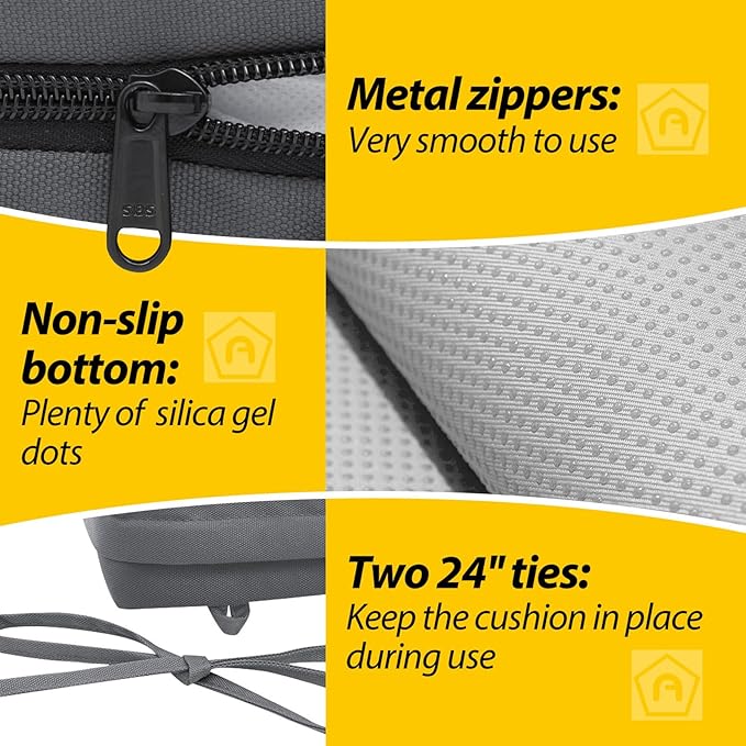 AAAAAcessories Outdoor Seat Cushions for Chairs, Waterproof, Fade-Resistant Patio Furniture Replacement Cushions, 21" x 21" x 4", Set of 2, Dark Gray-VerdiqueGarden